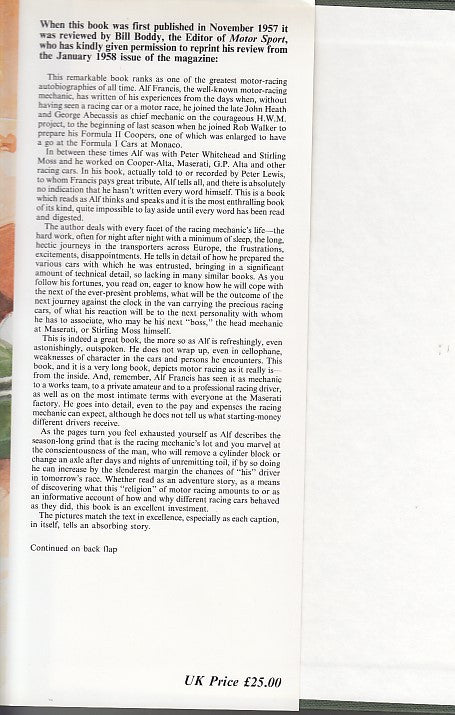 Alf Francis, Racing Mechanic 1948-58 (Peter Lewis, 1991) (9780854299379)