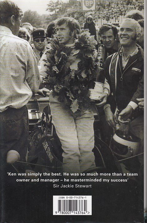 Motorsport biography back cover with quote text and barcode