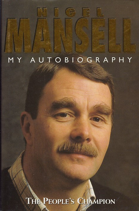 Autobiography book cover with Nigel Mansell portrait and 'My Autobiography' title