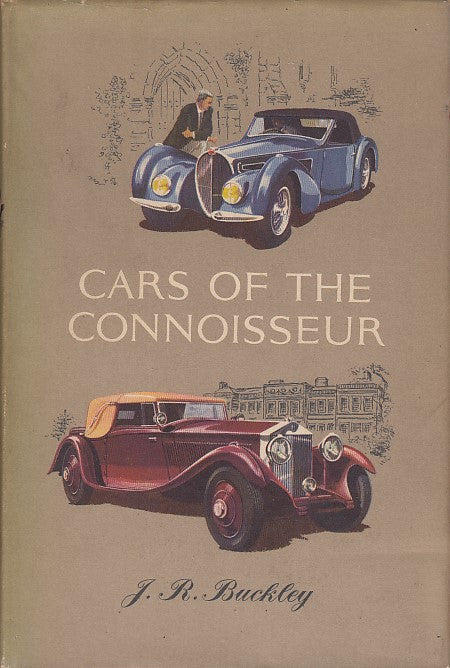 Vintage car book cover with two classic automobiles and author name J.R. Buckley