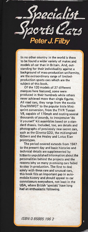 Specialist Sports Cars - British Small Series Production Cars (Peter J. Filby, 1974)