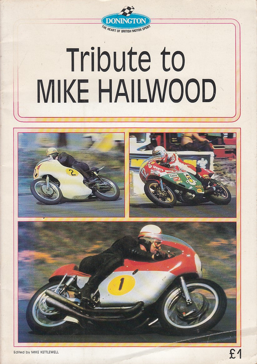 Motor racing tribute programme booklet, front cover titled “Mike Hailwood”