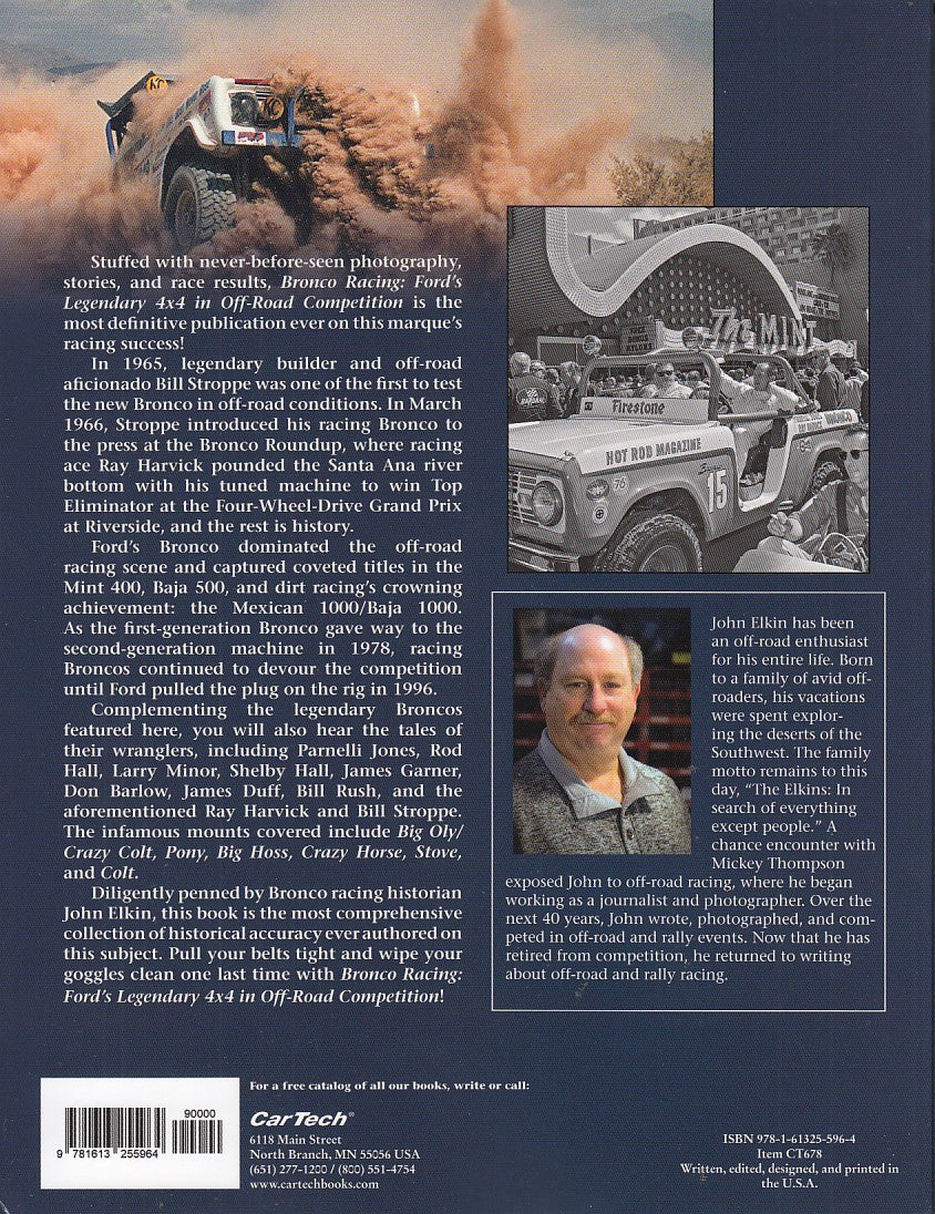 Off-road competition book back with small truck photo and author portrait