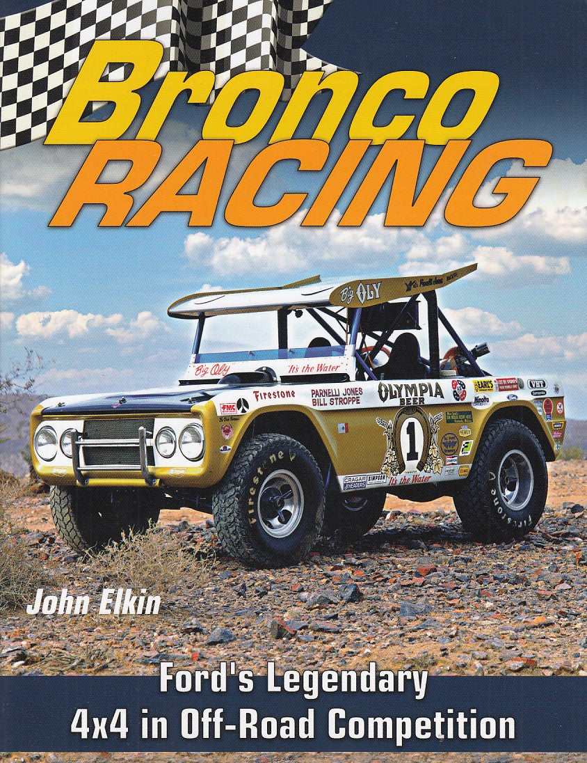 Bronco Racing off-road competition book cover with yellow 4x4 truck illustration