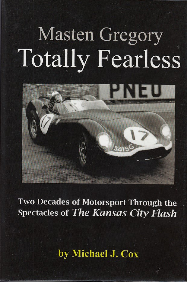 Masten Gregory Totally Fearless book cover with racing car photo and title text