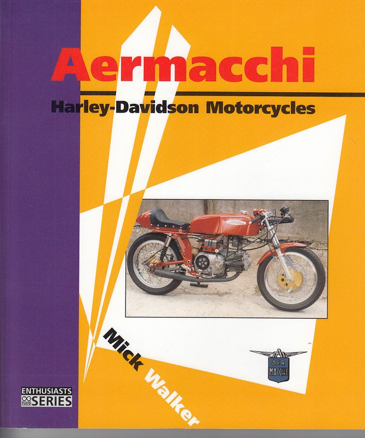 Motorcycle book cover with Aermacchi Harley-Davidson title and red classic bike photo