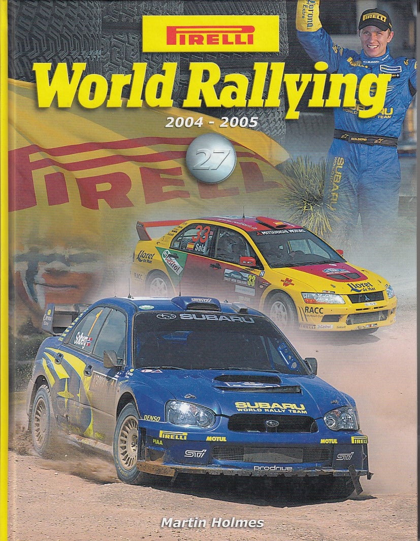 Rally racing book cover with Pirelli World Rallying title and two rally cars