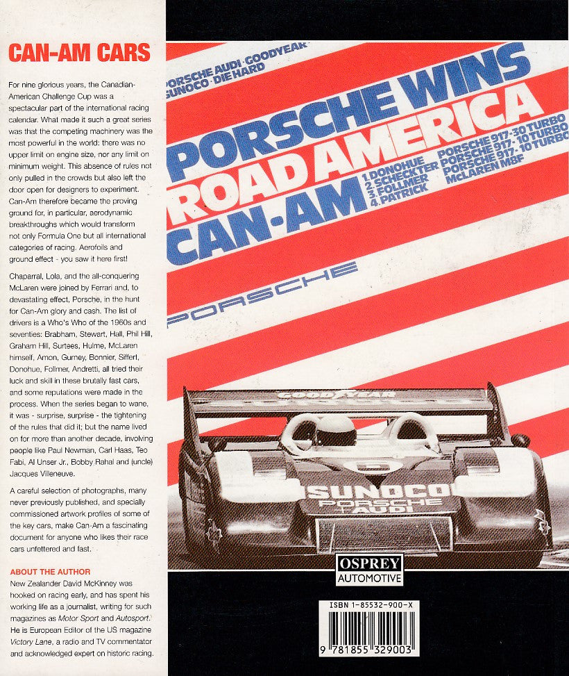 Auto racing book back cover with rear view race car photo