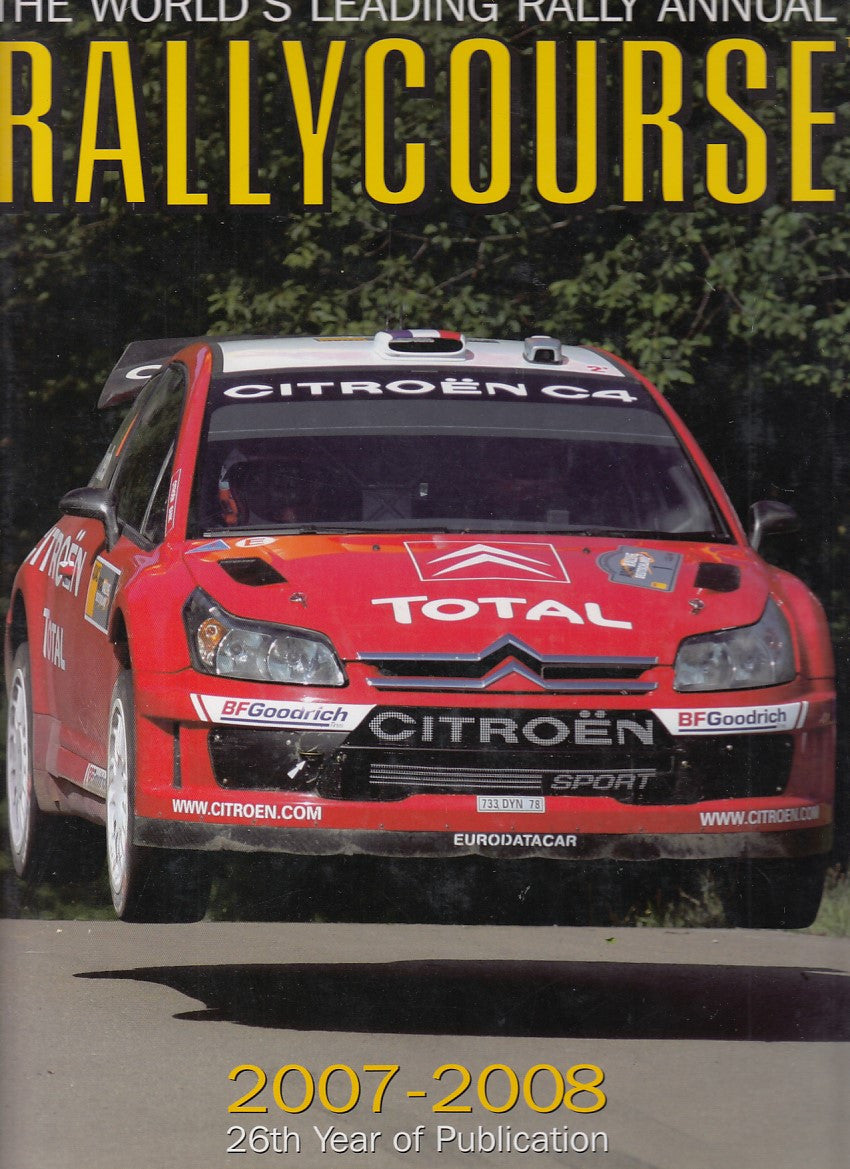 Rallycourse 2007-2008 magazine cover with red rally car front view