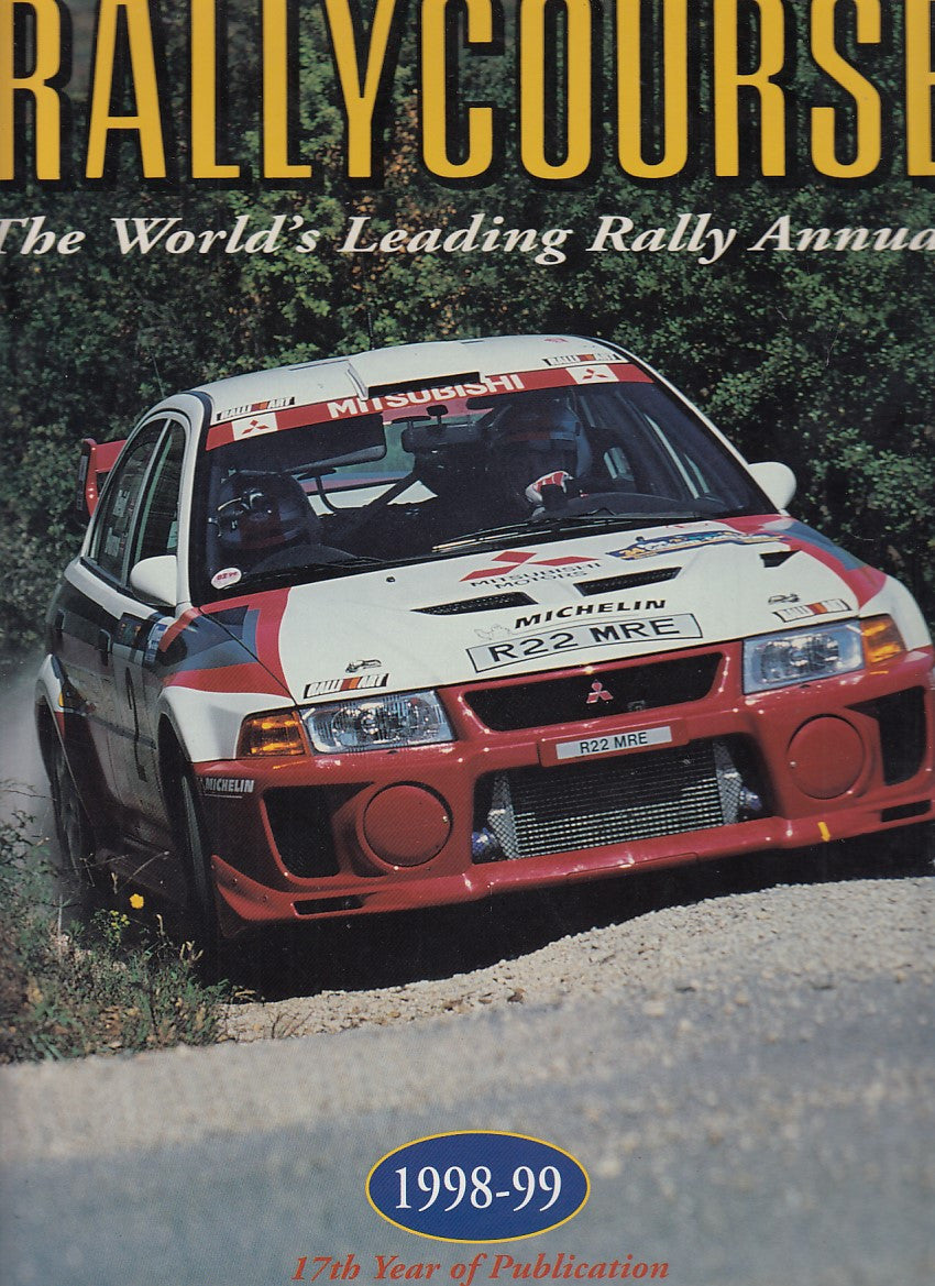 Rallycourse 1998-99 rally annual book cover with rally car and bold title text