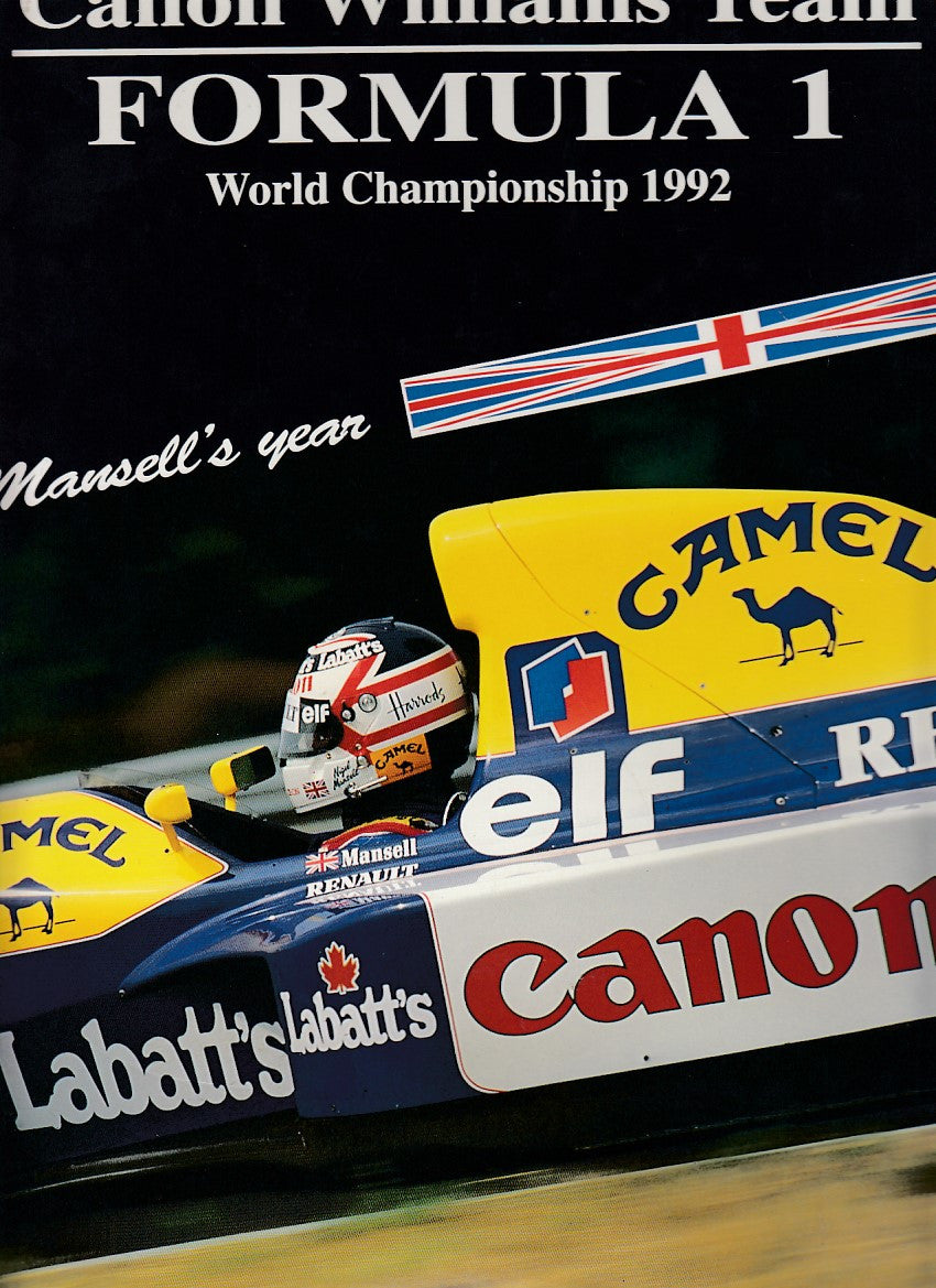 Formula 1 race car with yellow Camel nose and Canon side sponsor