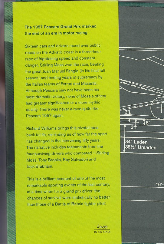 Motorsport book back cover with synopsis text and price £9.99