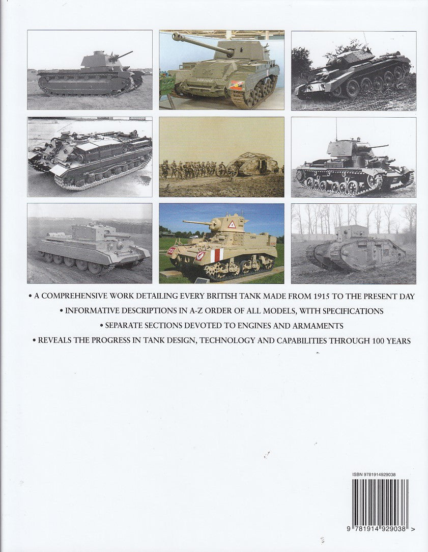 Paperback book back cover with tank photos, catalog text, and barcode