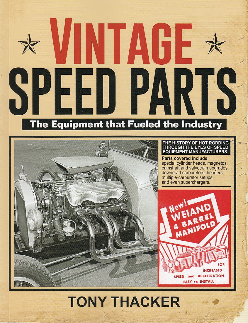 Vintage Speed Parts book cover with engine photo, New Zealand booklet badge, and title