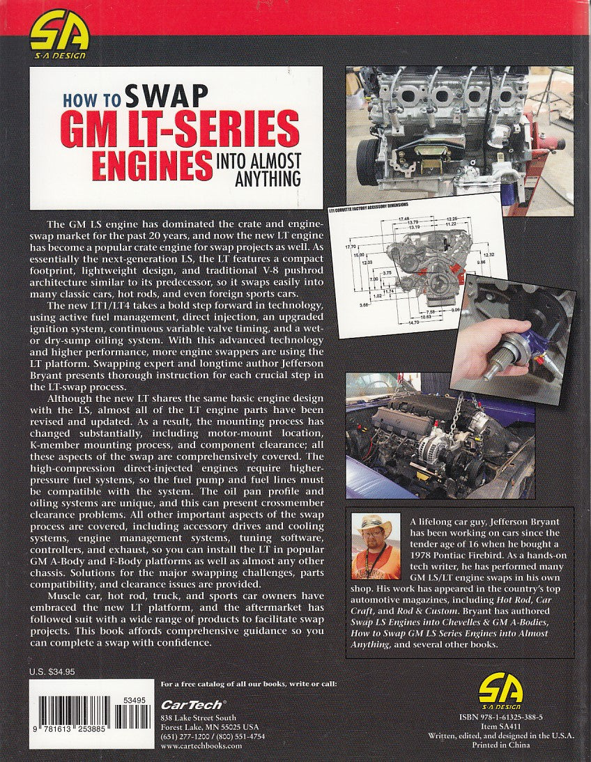 Engine swap how-to book, back cover with engine diagram and spec chart