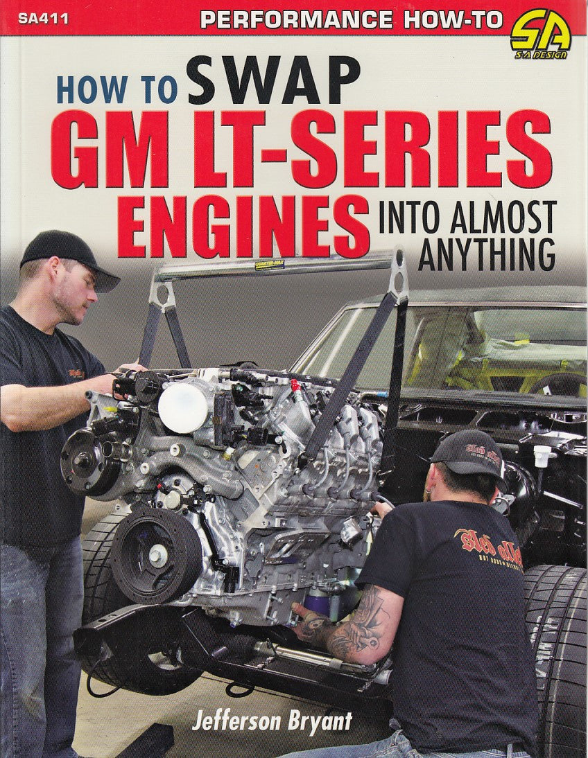 Performance engine swap how-to book, front cover with GM LT-series engine and builders