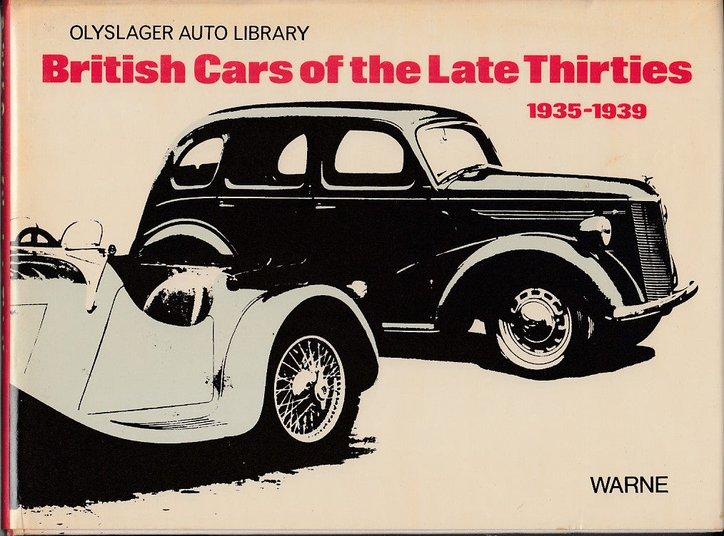 Vintage British car history book with illustrated 1930s black car on cover, 1935–1939