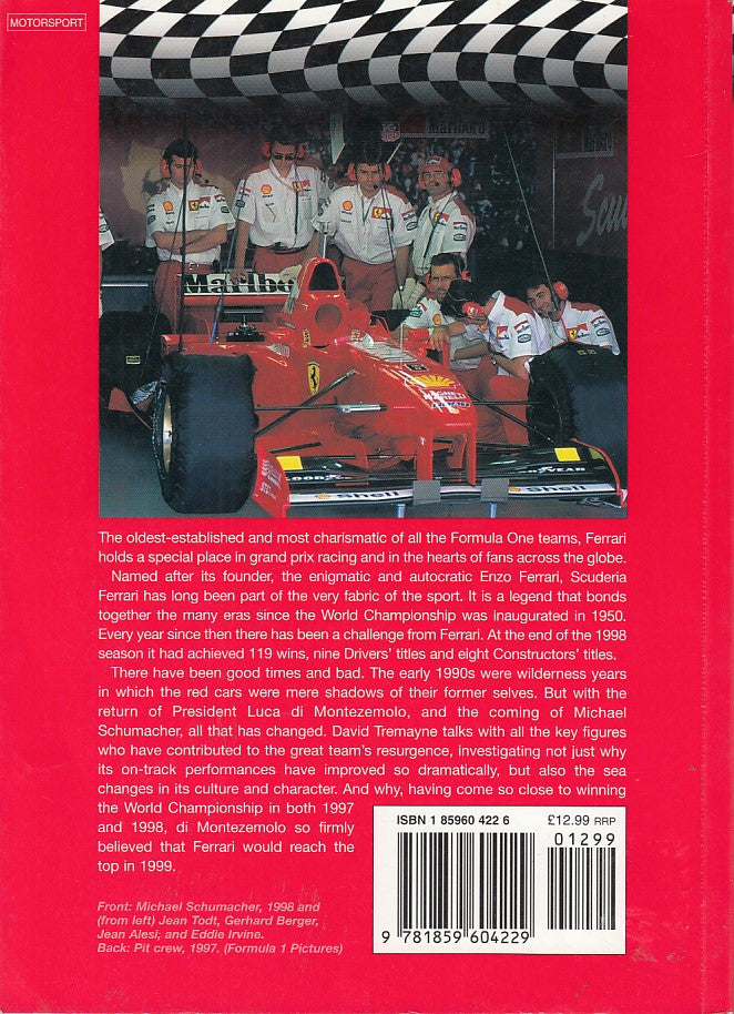 Ferrari F1 Racing Team book back cover with team photo and barcode