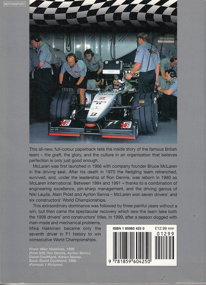 McLaren Formula 1 Alan Henry book back with team photo, barcode, and printed text