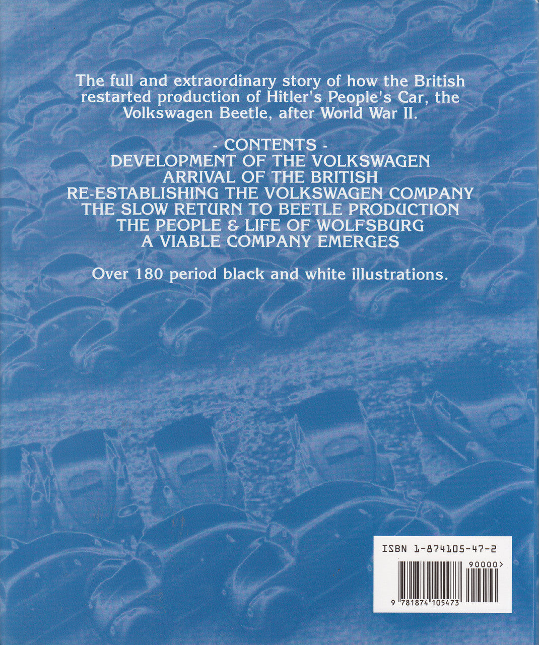 Book back cover with summary text and ISBN label, showing a blue collage style layout