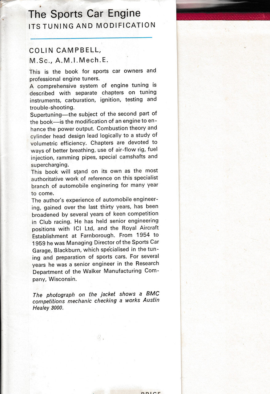 Sports car engine tuning and modification book page with summary text and Colin Campbell