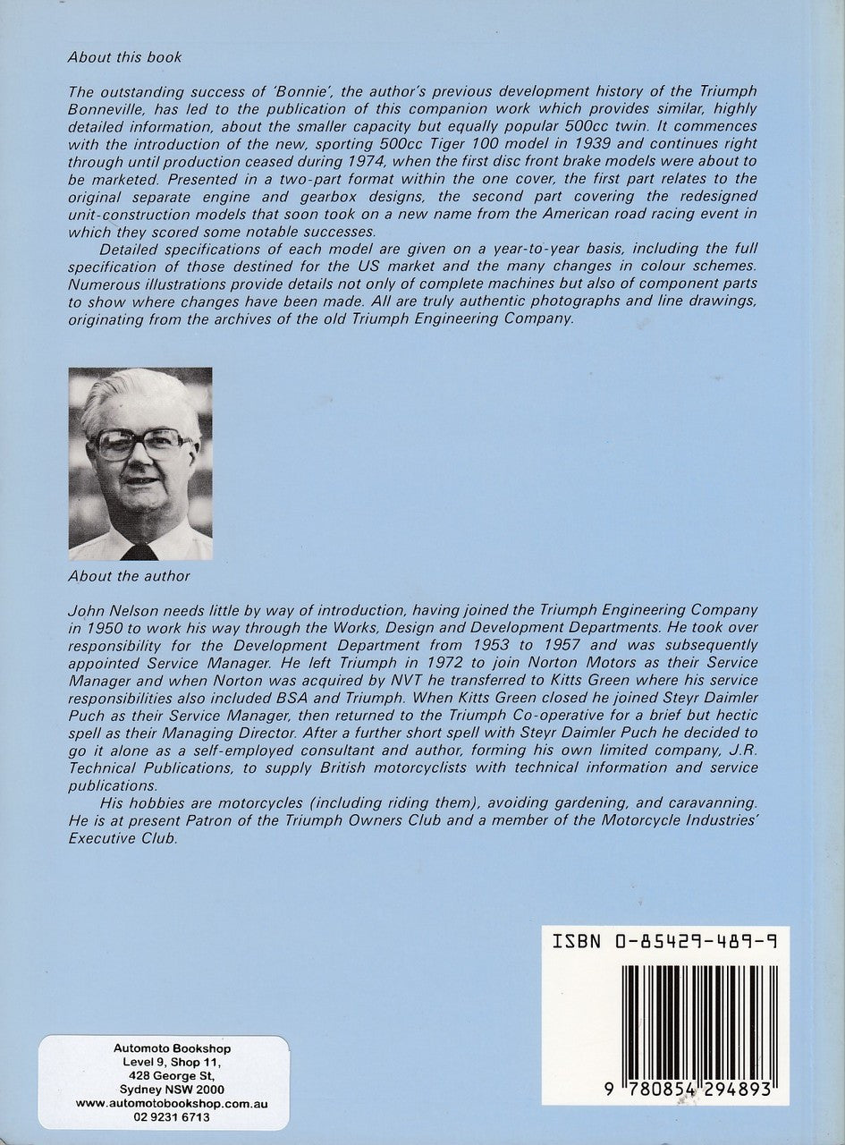 Triumph Tiger 100/Daytona (The Development History of the Pre-Unit & Unit Construction 500cc Twins) (Paperback, J R Nelson) (9780854294893)