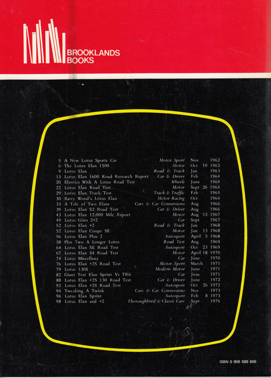 Road test book back cover with yellow-bordered list of test entries