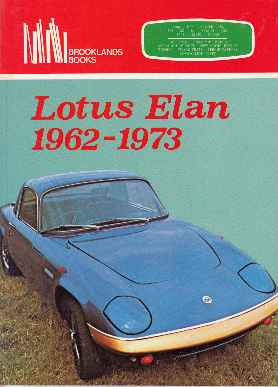 Road test book for Lotus Elan 1962-1973, with blue classic coupe on cover