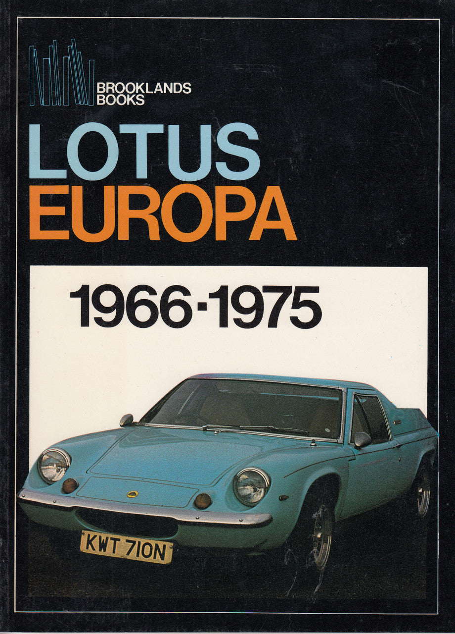 Lotus Europa road tests book cover, 1966–1975, teal sports car
