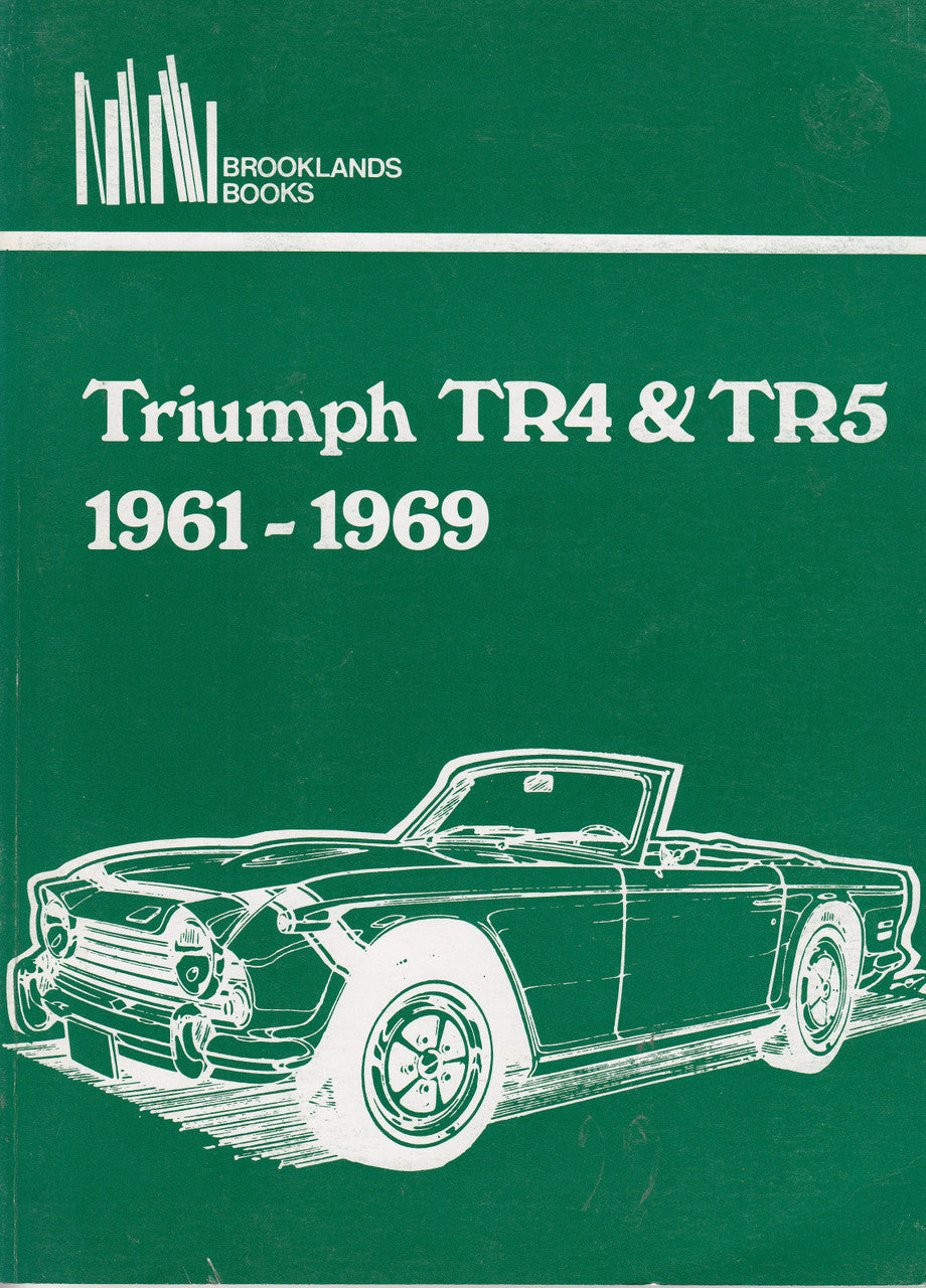 Green hardcover road test book: Triumph TR4 & TR5 cover with classic car line art