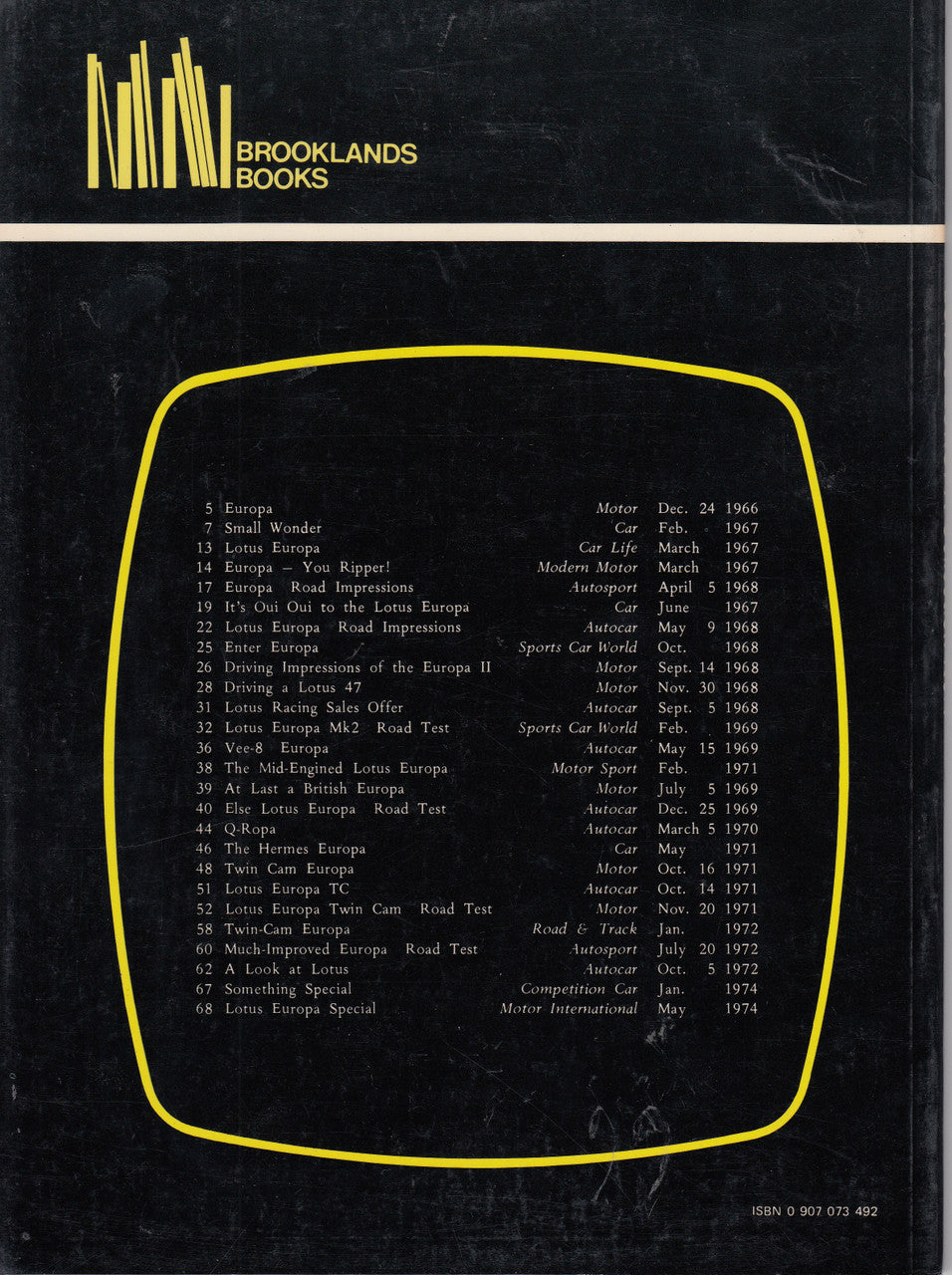 Lotus Europa 1966-1974 Road Tests (Collection No 1) (0907073492)