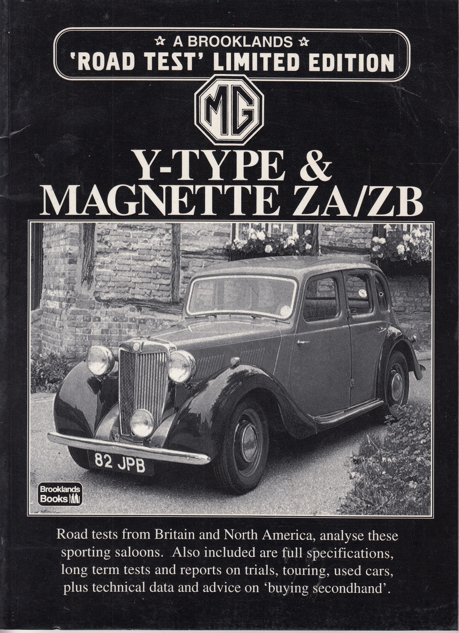 Limited edition MG road test book cover with vintage car and Y-Type text