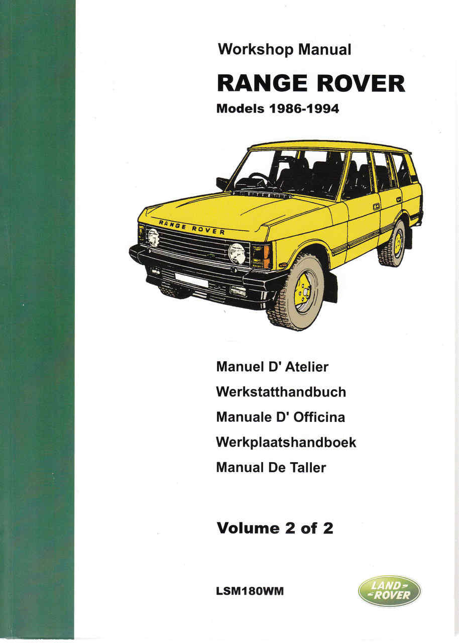 Range Rover Models 1986 - 1994 Workshop Manual (2 Volume Set) ( LSM180WM ) - front