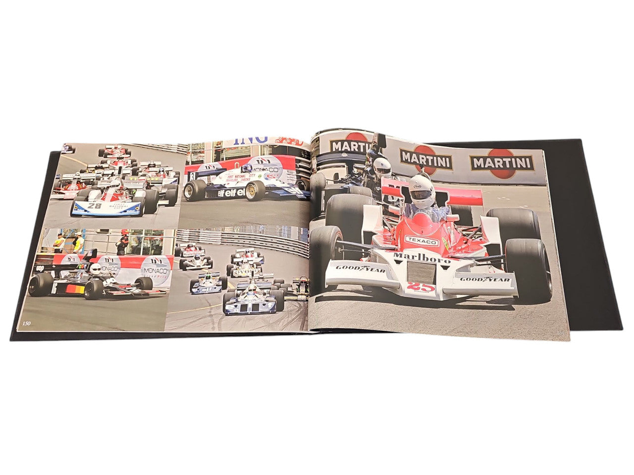 Race Face signed racing book open to photo pages of vintage cars