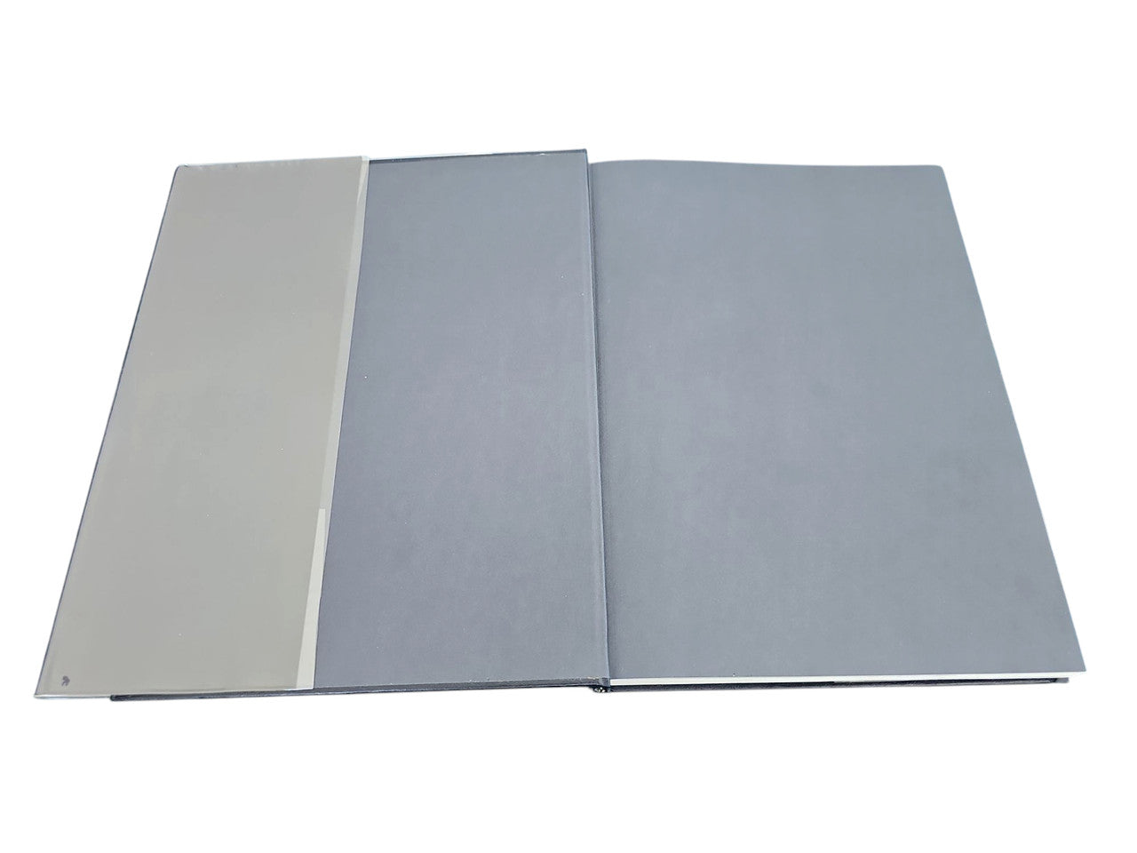 Hardcover car portfolio book with dark blue covers, closed
