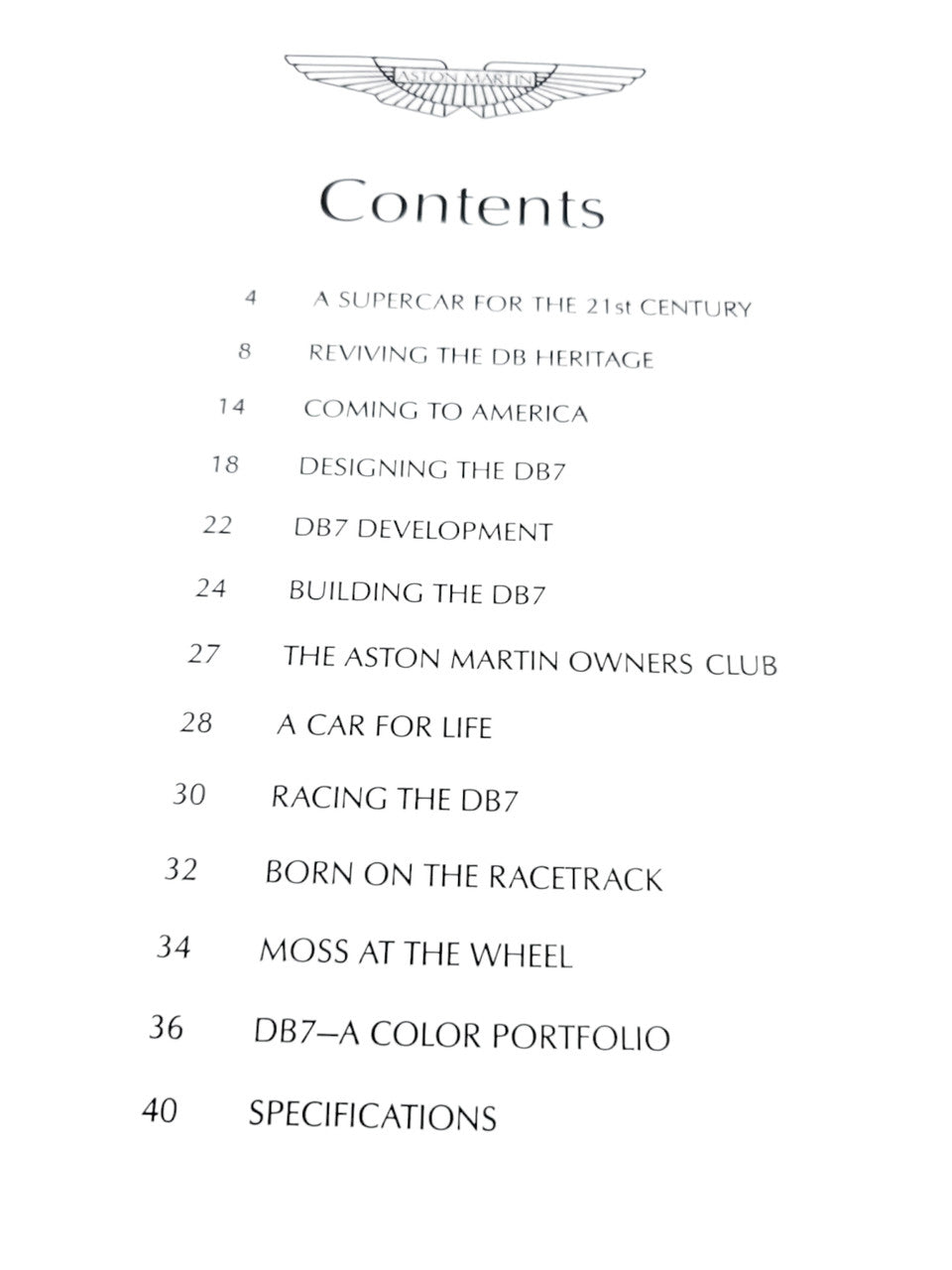 Book contents page listing chapter titles under the “Contents” heading