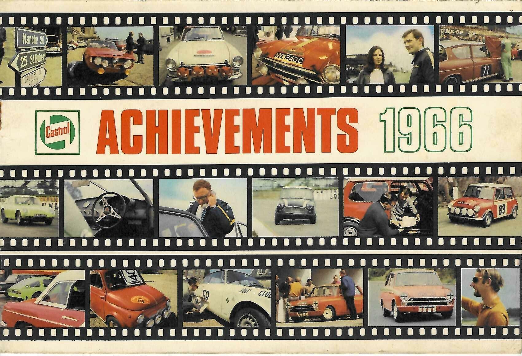 Castrol Achievements 1966 booklet cover with film-strip collage and bold title text