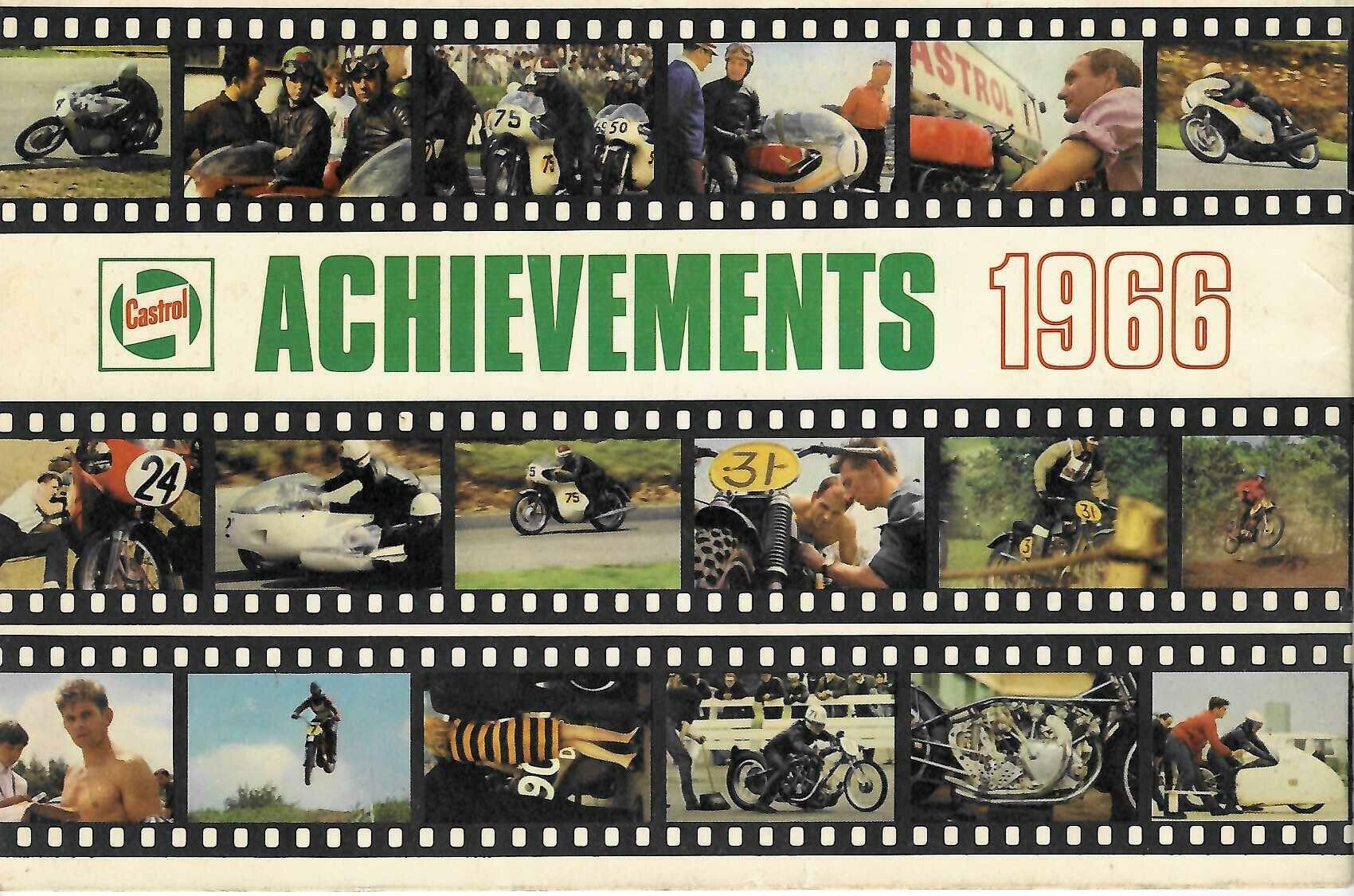 Castrol Achievements 1966 booklet cover with film-strip photos and large 1966 lettering