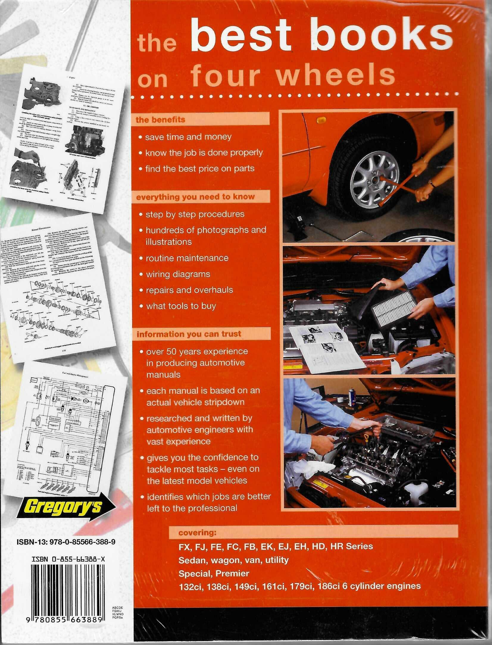 Holden Special and Premier (1948 - 1968) Gregory's Repair Manual - book cover, back