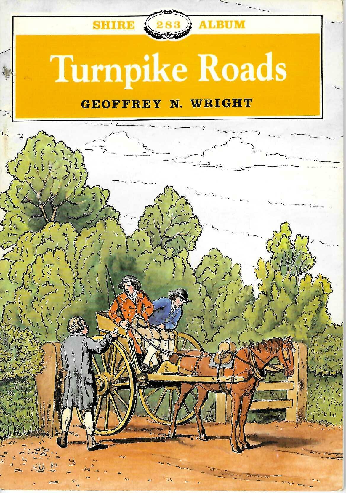 Turnpike Roads book cover with yellow title, author name, and horse-drawn buggy illustration