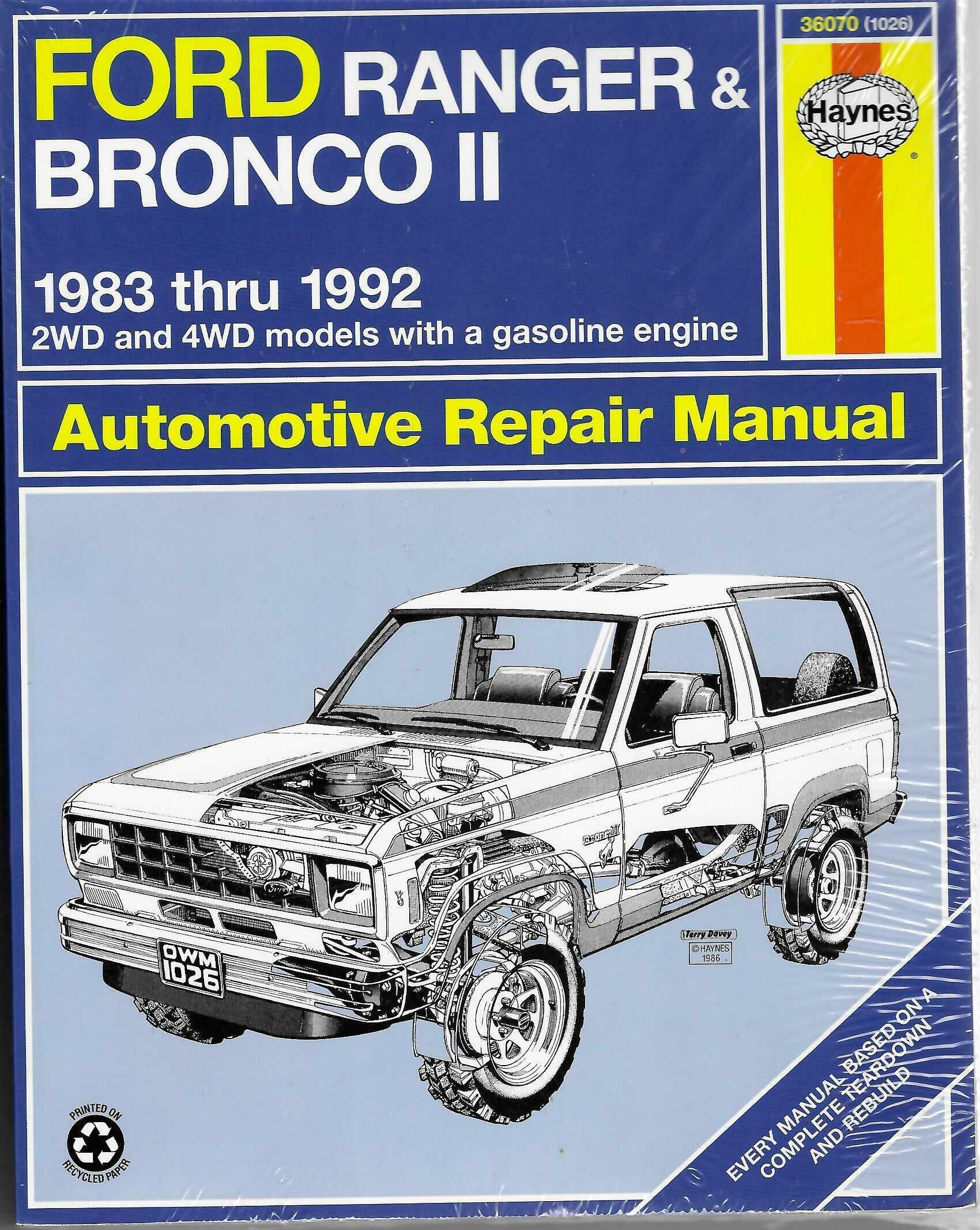 Ford Ranger & Bronco II 2WD & 4WD petrol (1983-1992) Haynes Repair Manual (USA) - front cover