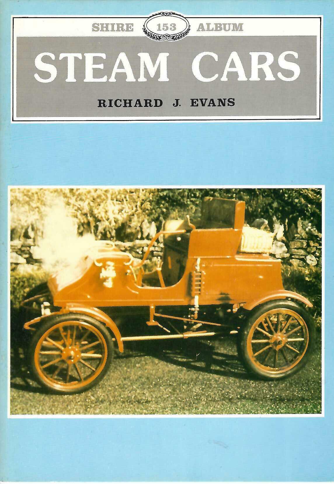 Steam Cars book cover by Richard J. Evans with vintage car illustration