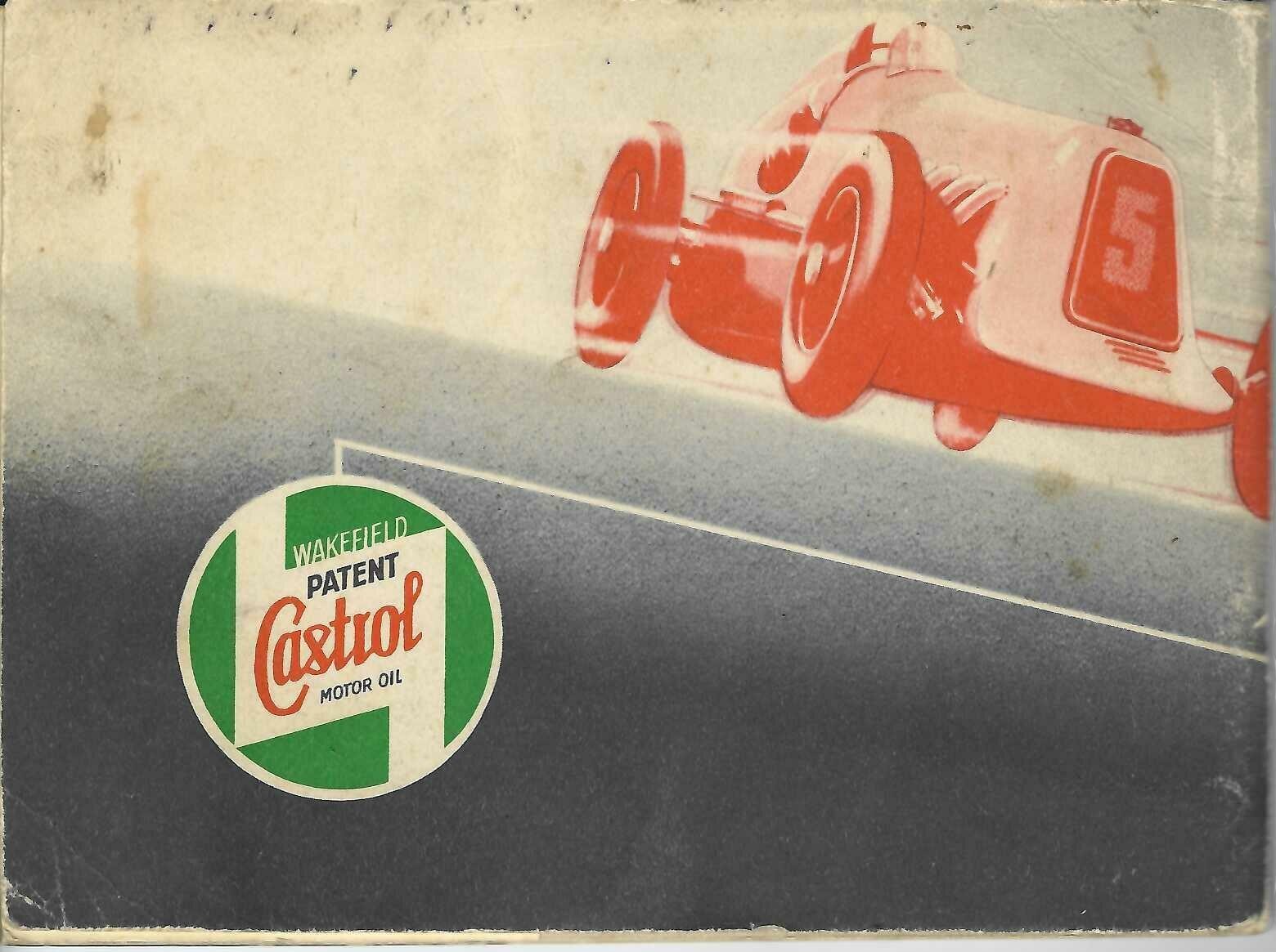 Vintage booklet cover with Castrol logo and red racing car graphic