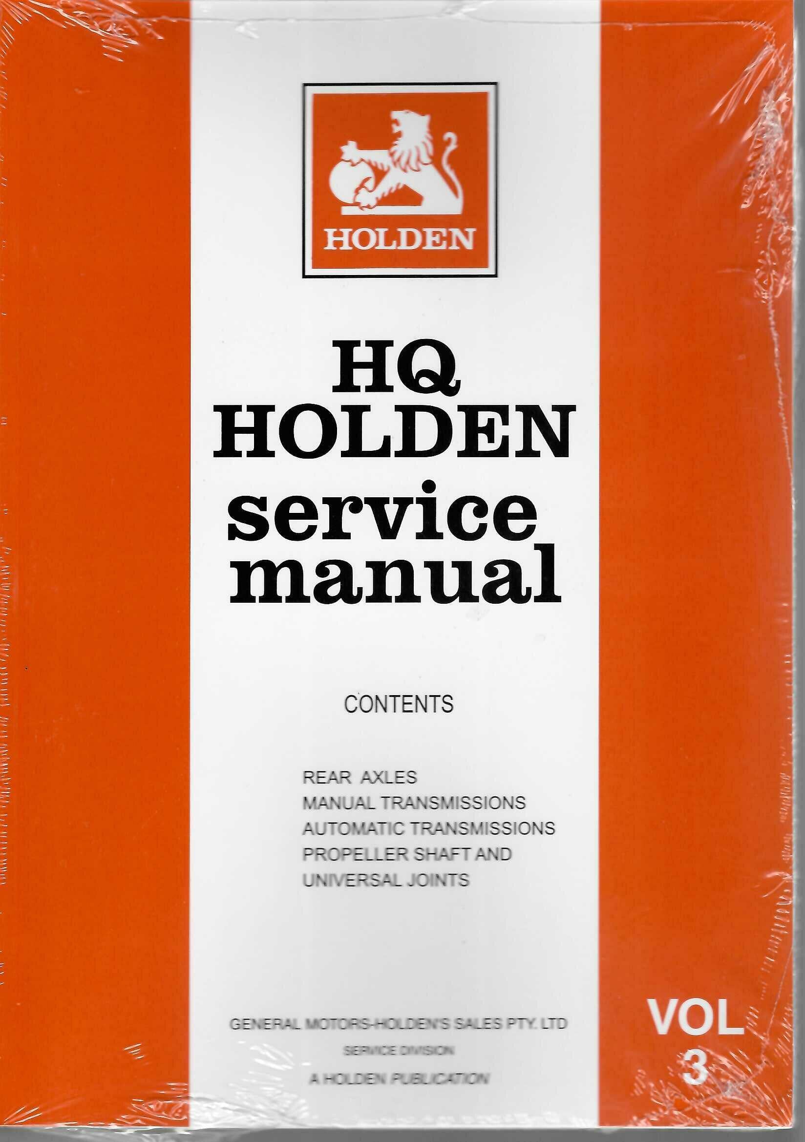 Holden HQ 1971 - 1974 Service Manual (Volume 3, A Holden Publication, M37017)