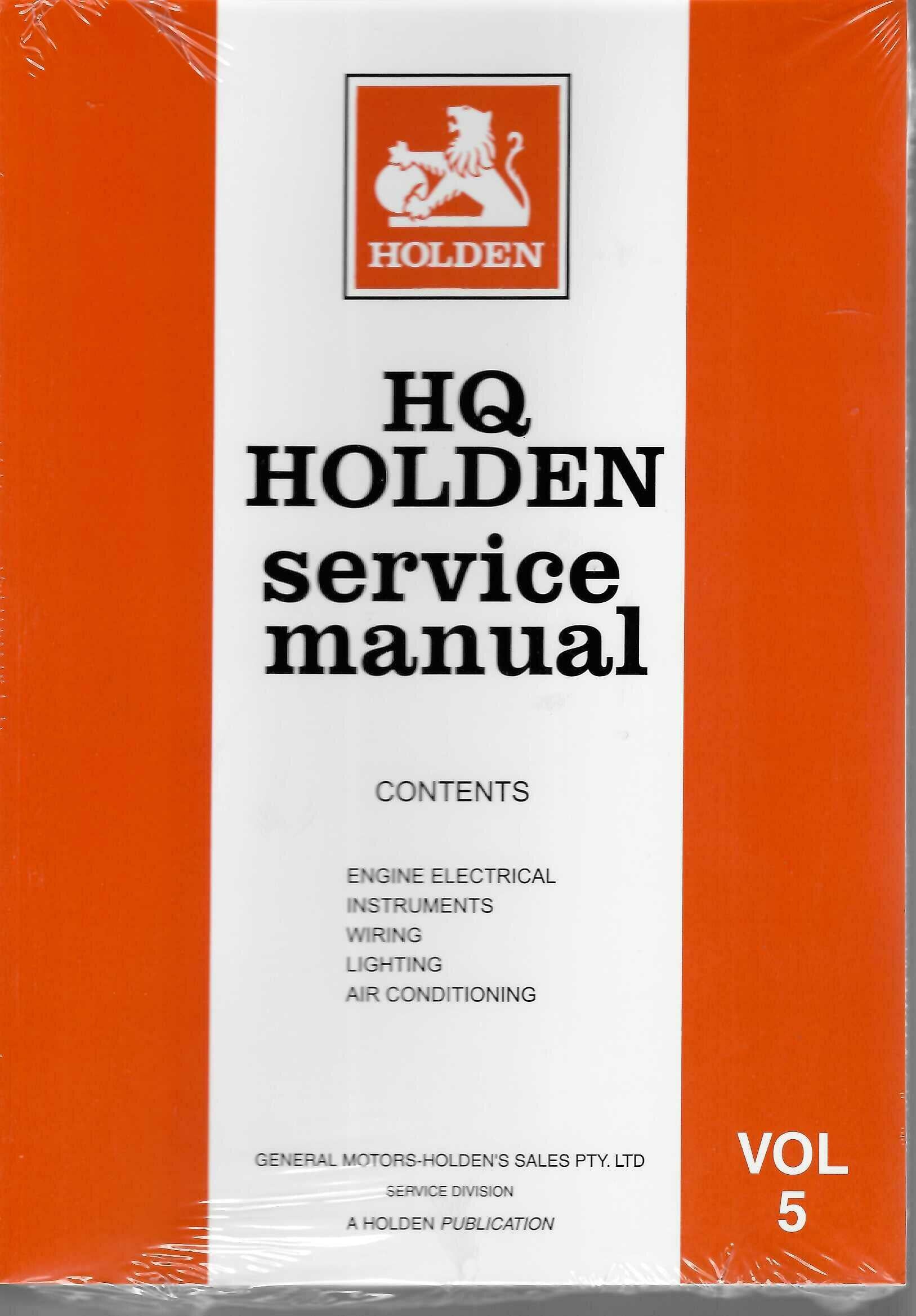 Holden HQ 1971 - 1974 Service Manual : Volume 5 - Wiring Diagrams
