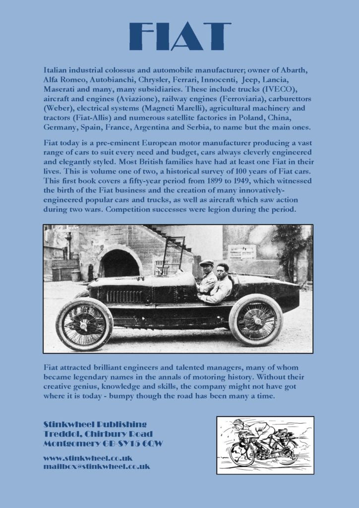 Automotive history book page with classic car photo and text description
