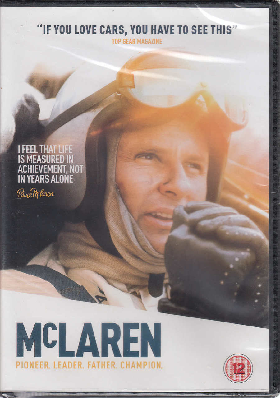 DVD case front cover with man portrait, McLaren car art, and title text