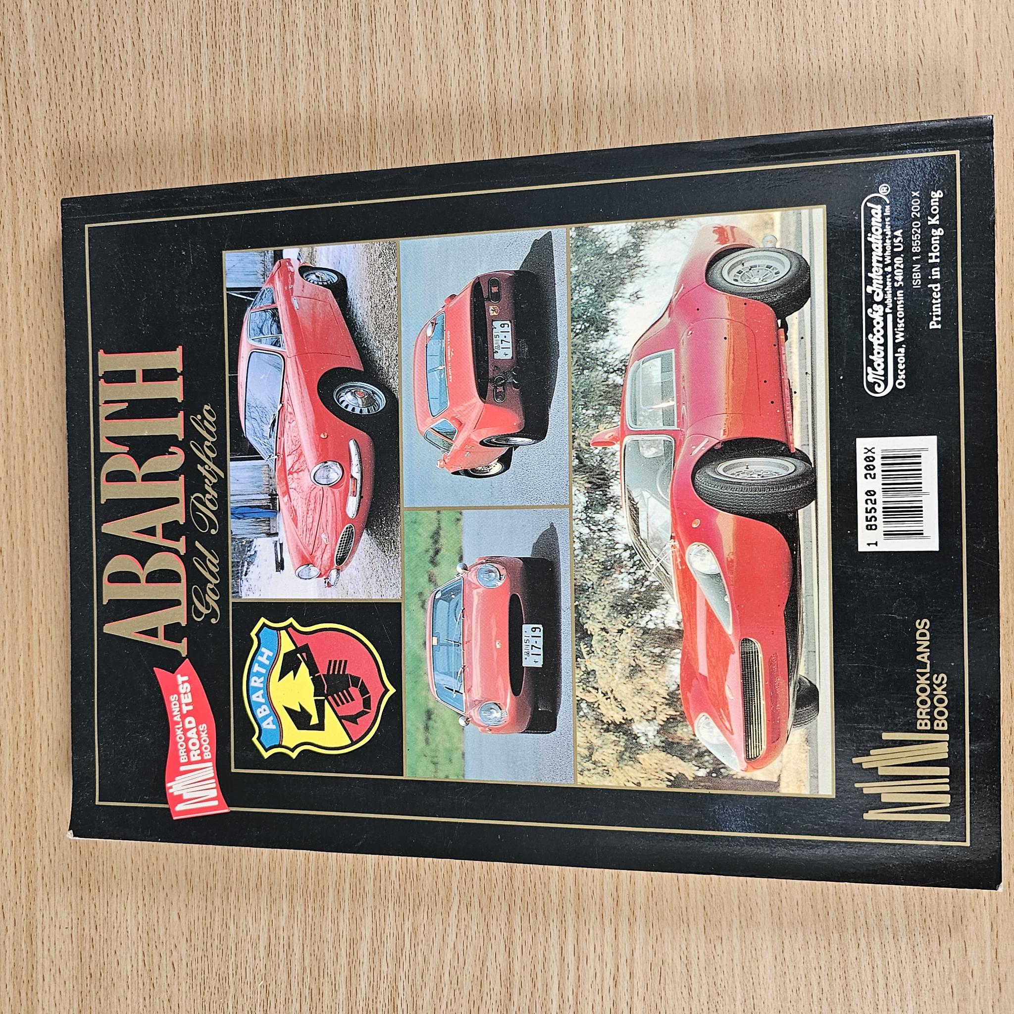Abarth Gold Portfolio 1950-1971 book, back cover with collage of red Abarth cars