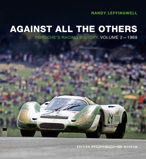 Porsche racing history book cover with green header, title, and classic race car