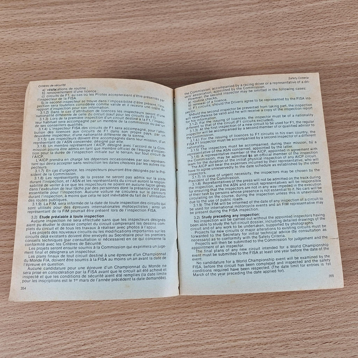 Open FIA year book pages showing two columns of printed text.